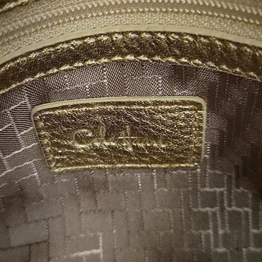 VTG COLE HAAN 1990s Gold Metallic Pebble Lambskin Braided Tassel Evening Bag - Picture 7 of 11